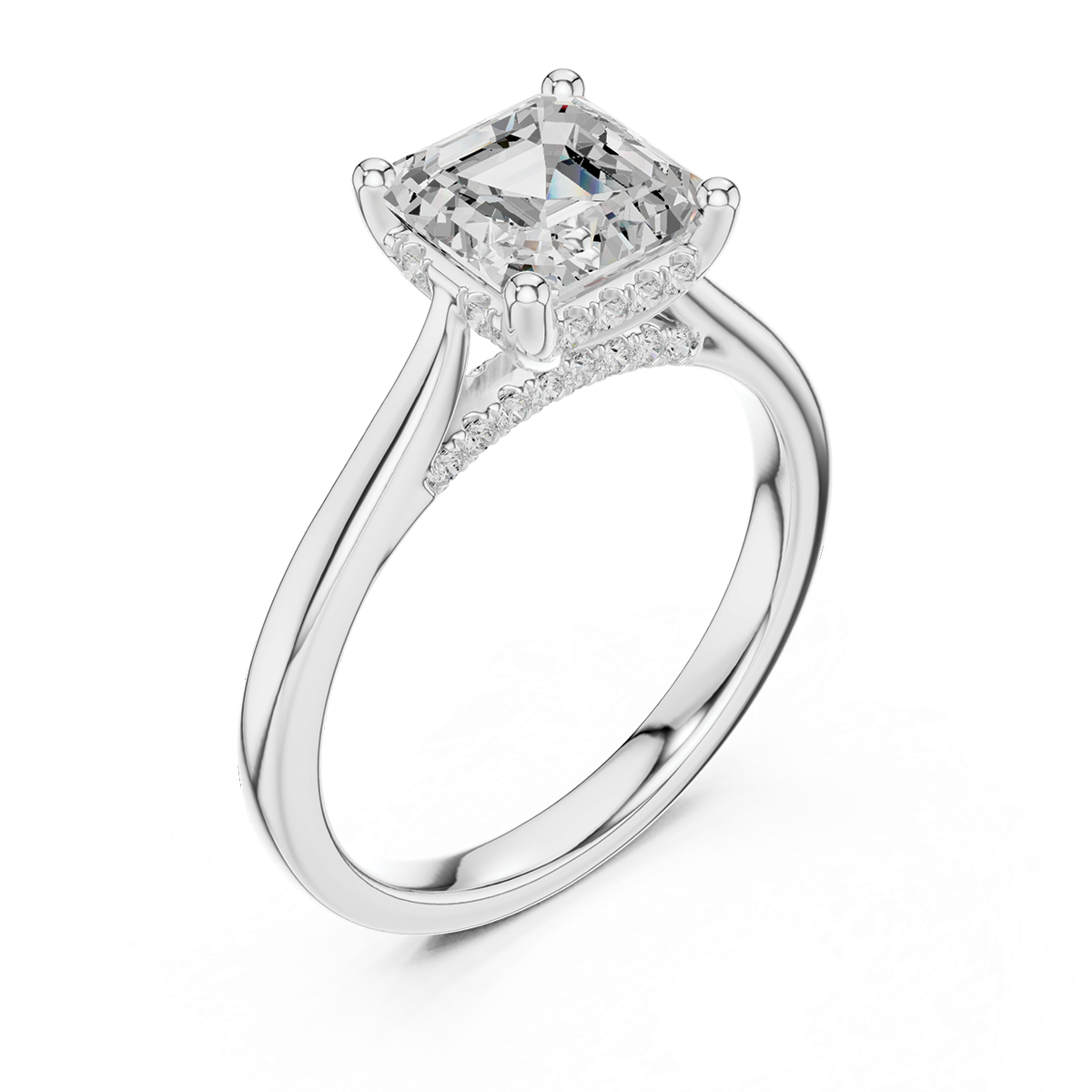 Halo diamond engagement ring in white gold